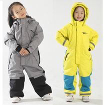 Nordic boy girl child Even body veneer double board ski suit thickened clip cotton windproof and rain-proof outdoor cold proof