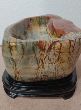 乳源彩石多彩石头水果盆摆件A30