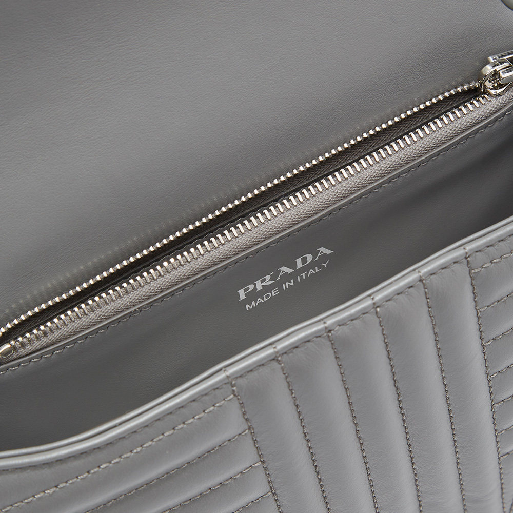 prada灰色牛皮革经典立体斜挎包 魅力惠买手折扣直营女士包袋