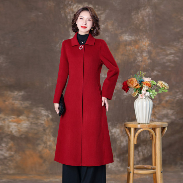 黑色时尚双面羊绒呢子大衣女2025秋冬装新款赫本风中长款毛呢外套