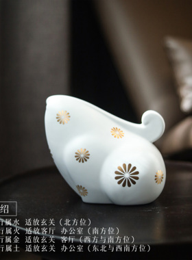 景德镇陶瓷生肖兔[美美]贴花高档礼品风水摆件艺术家限量收藏款