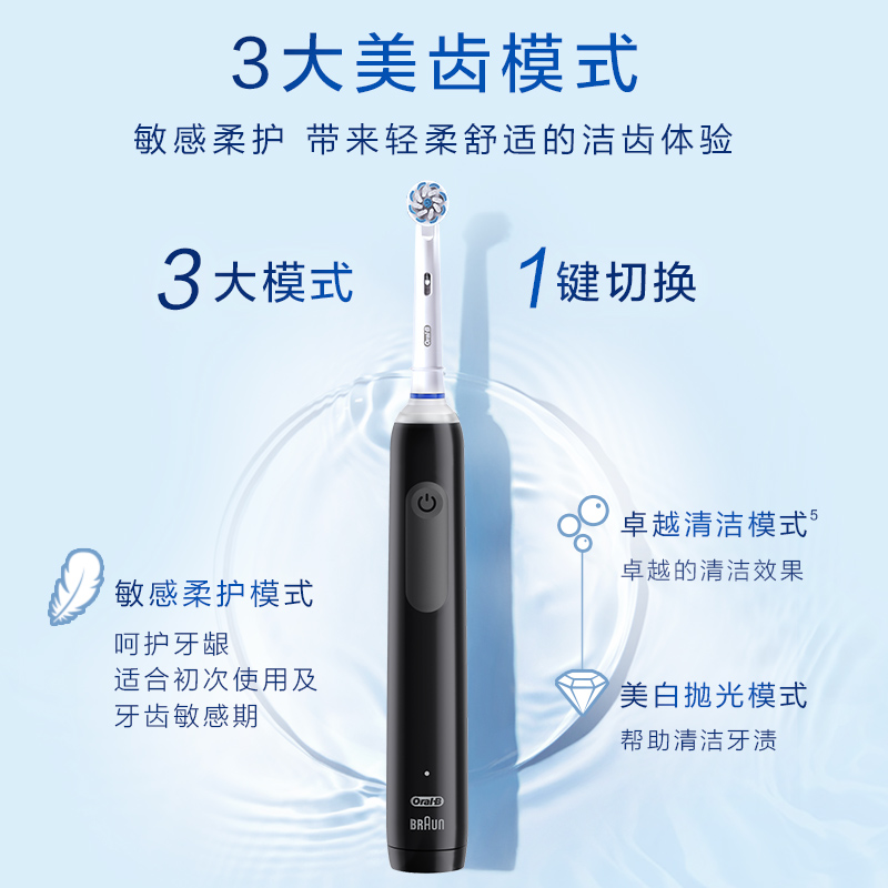 OralB/欧乐B电动牙刷Pro3MAX圆头软毛情侣成人正品感应式充电por4 - 图2