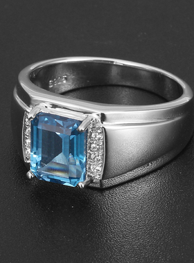 高级感925银托帕石戒指男