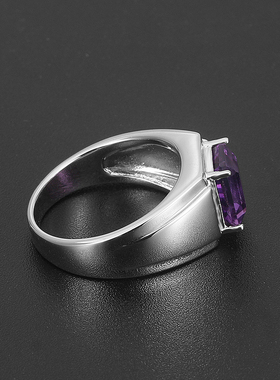 纯银镀金戒指天然紫水晶高级感