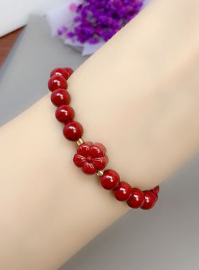 正宗纯天然朱砂手链 高含量紫金砂转运手链 单圈手串 男女款