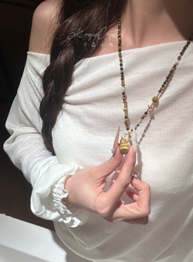 Spiritcrest 金福禄•天然虎眼石金虎眼项链毛衣链设计款招财纳福