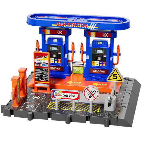 Children's simulation gas station parking lot restaurant toy boy