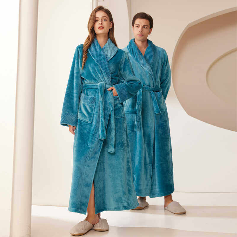 睡袍男冬季加绒加厚长款睡衣双面绒春秋晨袍浴袍加肥大码家居服女,淘宝优惠券,粉丝福利购,淘宝优惠卷