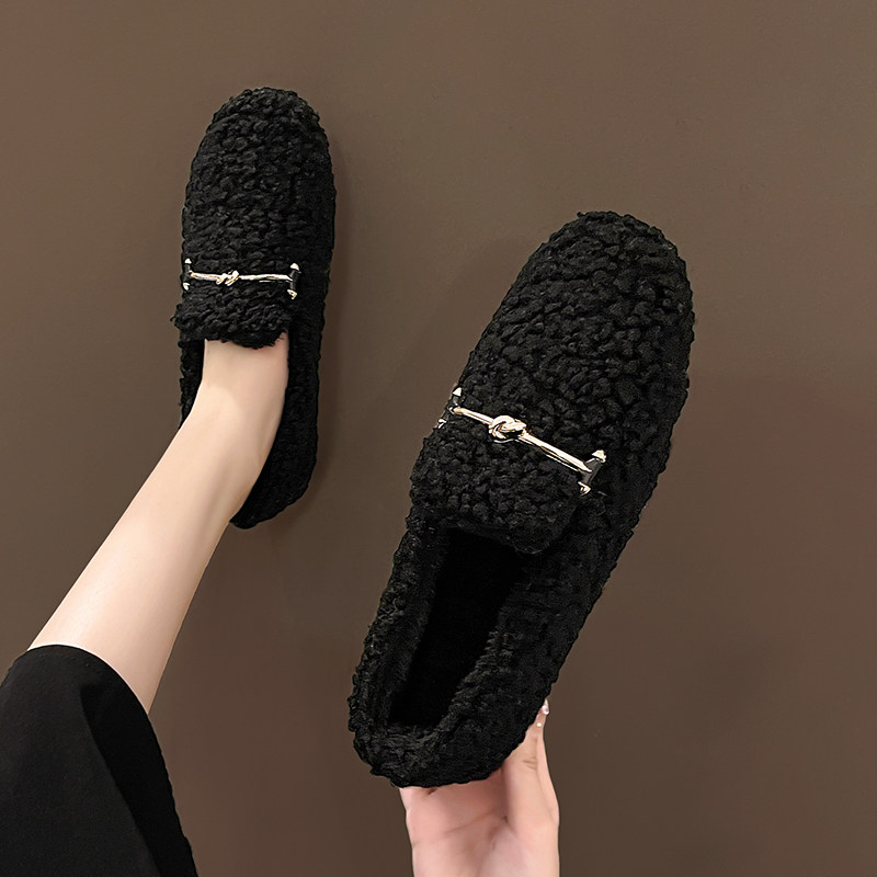 【清仓处理】毛毛鞋女秋冬外穿2025新款加绒保暖鞋豆豆鞋软底棉鞋,淘宝优惠券,粉丝福利购,淘宝优惠卷