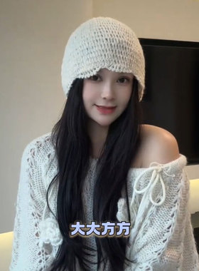 显脸小针织帽女款秋冬百搭包头帽