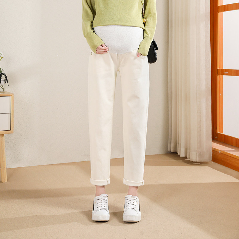 加绒托腹裤子冬季孕妇牛仔裤 慕翘孕妇打底裤