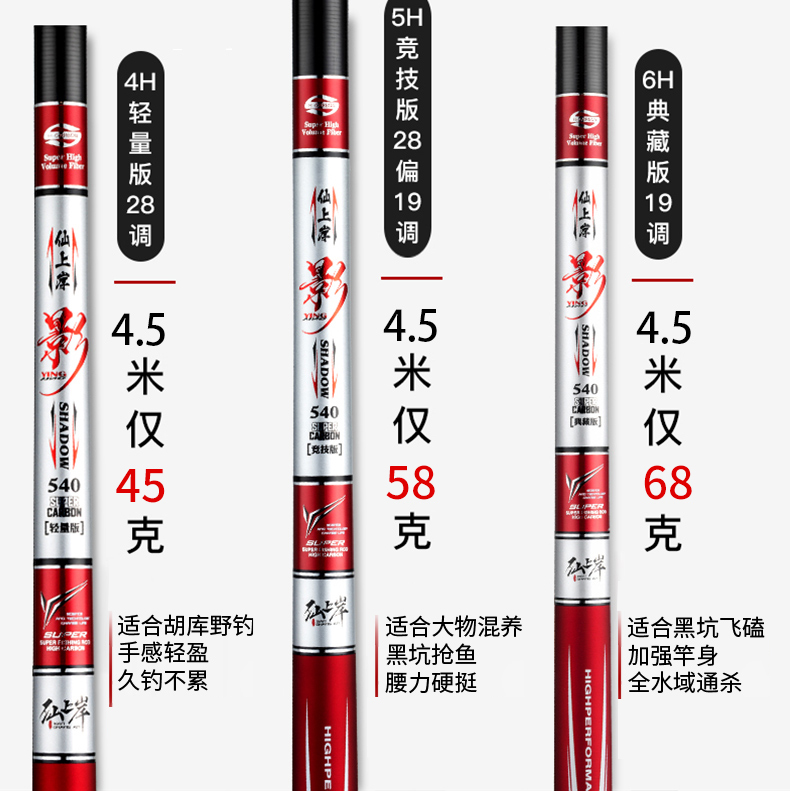 日本进口碳素 超轻超硬鱼竿28调史蒂夫鲤鱼竿196H手杆轻量台钓竿