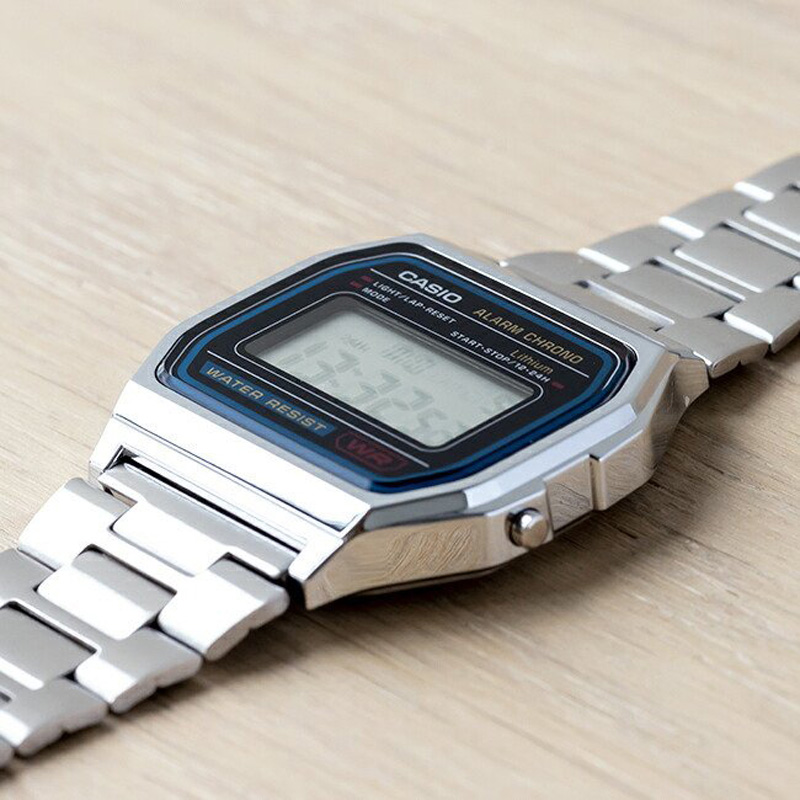 卡西欧CASIO A158WA-1 复古方块七年电力带闹钟秒表防水电子手表 - 图0