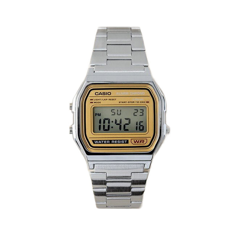 卡西欧CASIO A158WEA-9复古方块七年电力 金面 秒表防水电子手表 - 图3