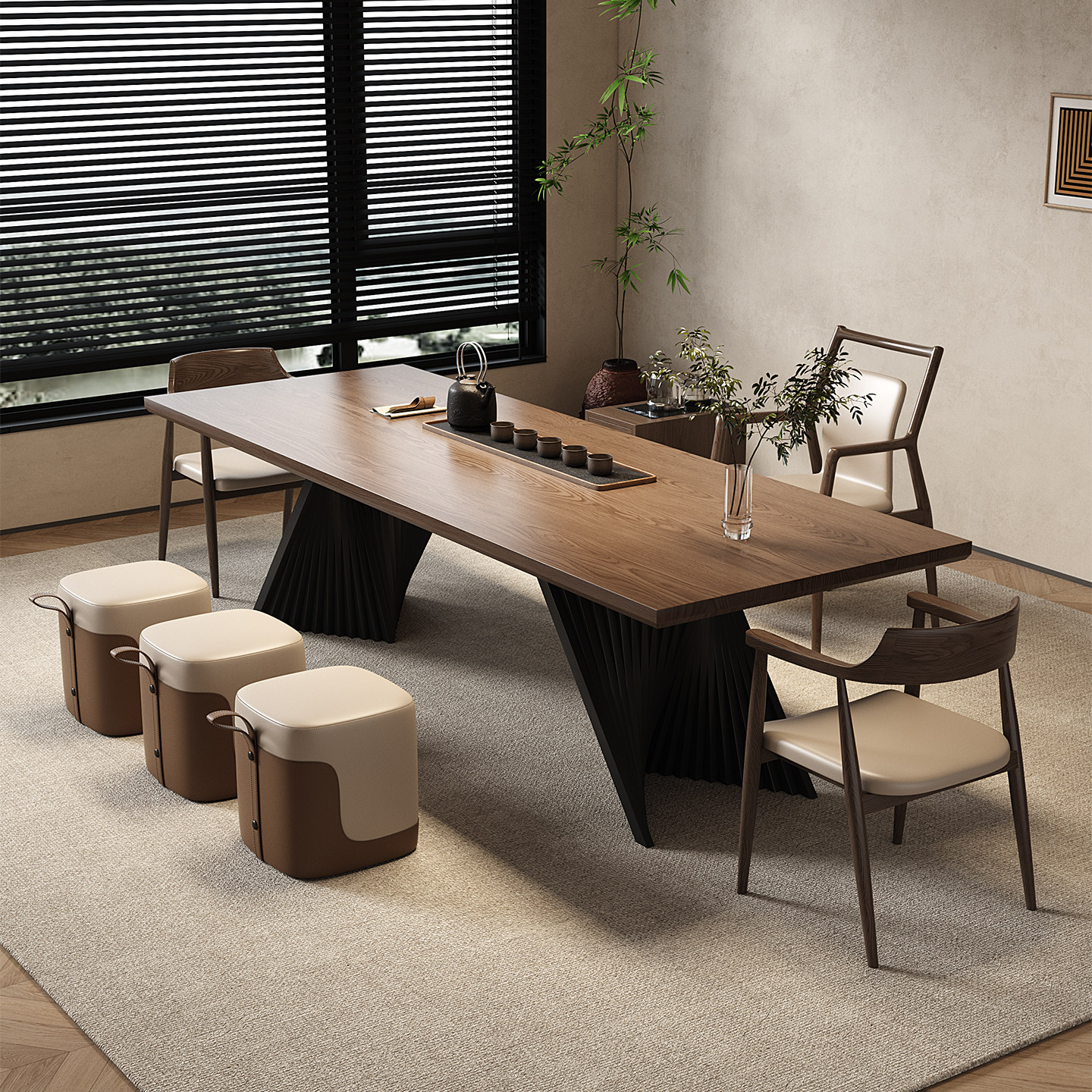 宋代美学实木老板办公桌茶桌一体两用办公室接待茶台2025新款高端,淘宝优惠券,粉丝福利购,淘宝优惠卷