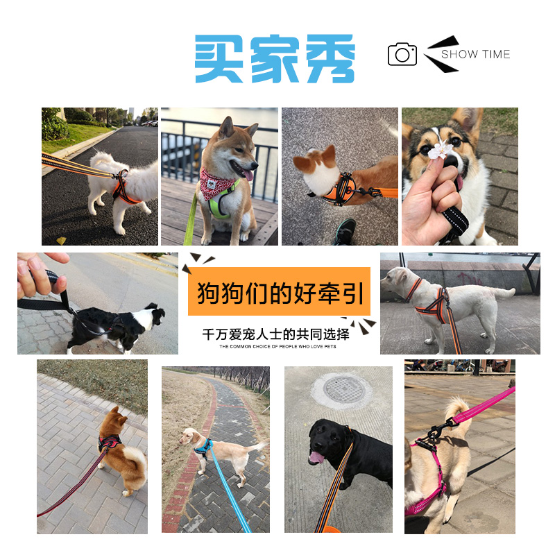 truelove狗牵引绳中大型犬遛狗绳尼龙抗拉防勒手网减震绳TLL2111-图1