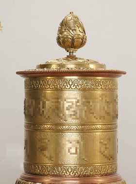 藏式铜制指捻转金轮摆件