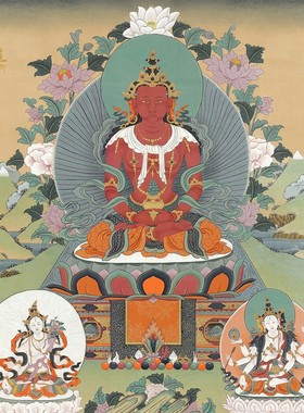 长寿佛唐卡画像西藏仿手绘装饰画