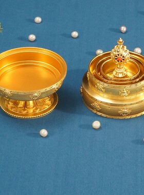 藏式铜八吉祥曼扎盘佛前供奉