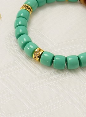 藏式民族风原矿绿松石手链