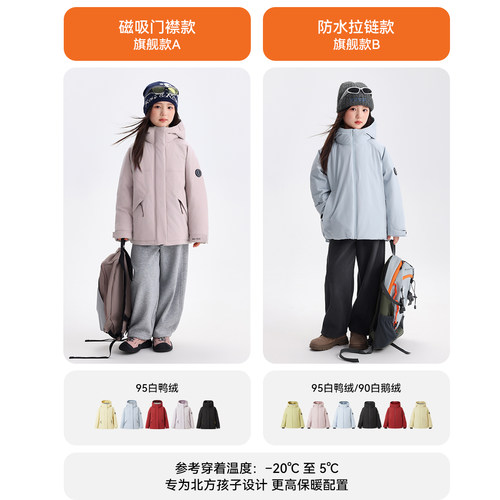 布丁哈鲁童装女童冲锋羽绒服冬季保暖95鸭绒儿童四防加厚大童外套 - 图2