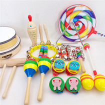 Early education childrens toys drum Orff percussion instrument wooden sand hammer tambourine rattle soundboard triangle iron wooden fish toy