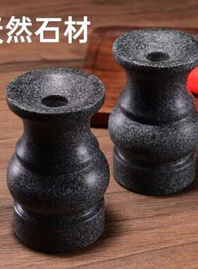 青石蜡烛台石头花瓶墓地祭祀蜡烛台座供奉摆件用品上坟香炉