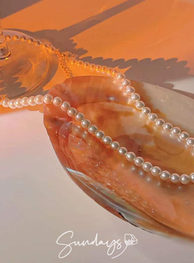 复古港风正圆奶油女珍珠项链