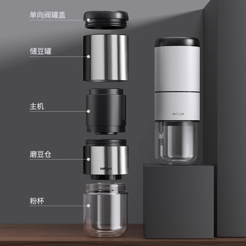 NICOH M02便携式电动磨豆机咖啡磨豆器全自动家用露营磨粉研磨机