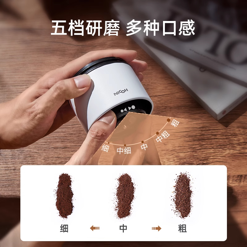 NICOH M02便携式电动磨豆机咖啡磨豆器全自动家用露营磨粉研磨机