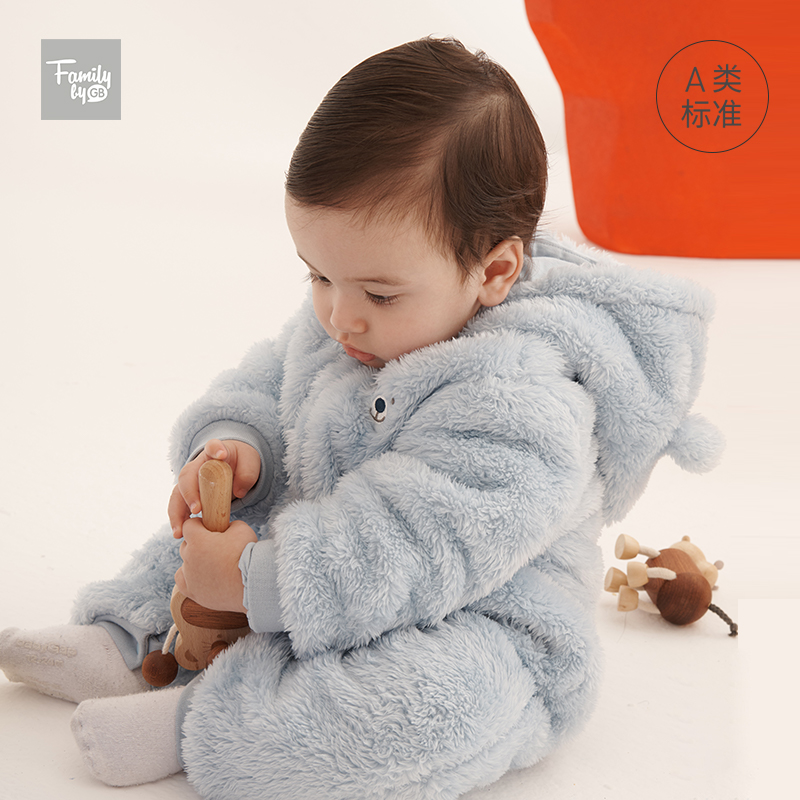 好孩子官方旗舰店family好孩子儿童仿羊羔绒连体衣宝宝婴儿衣服秋冬哈衣无骨可爱萌0