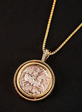 超级稀少光明之神阿波罗古币吊坠18k厚金钻石翻转高品质古币吊坠