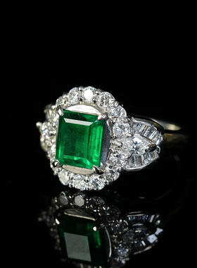 有生珠宝高品质天然哥伦比亚祖母绿戒指vvg玻璃体祖母绿钻石戒指