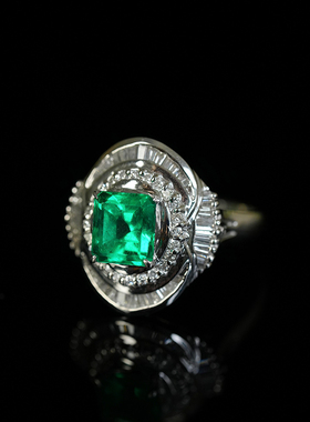 有生珠宝高品质天然哥伦比亚祖母绿戒指vvg极微油祖母绿钻石戒指