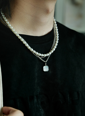 多层叠戴小众方形吊坠SAZ