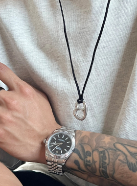 SAZ日系小众设计皮绳项链简约男