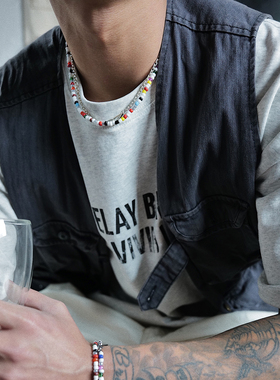 SAZ多巴胺穿搭手工彩色串珠项链