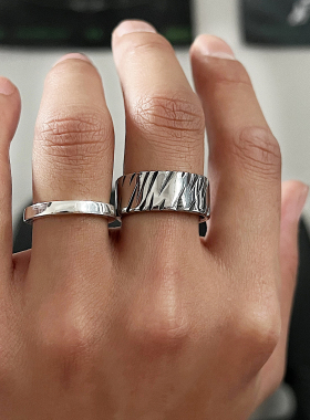 SAZ男女钛钢极简纹理戒指包邮