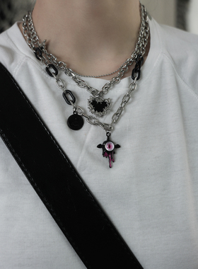 小恶魔荆棘爱心Y2K暗黑个性项链