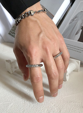 陨石纹理复古戒指新款圆环ins