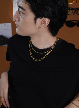 斯巴达粗链条18K金山度项链男女