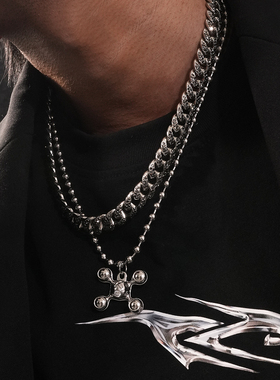 嘻哈街头穿搭古巴链男女叠戴项链