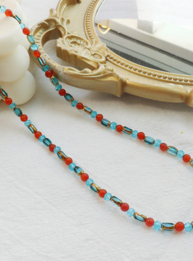 彩色串珠水晶多巴胺徐璐同款项链