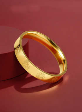 马年限定金色马上有钱钛钢尾戒