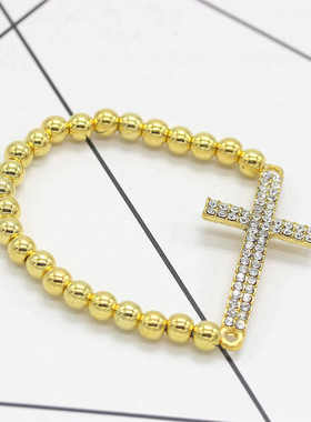 love日韩风十字架配饰串珠手链