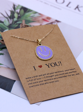 小清新潮流酷辣妹ins风可爱滴油圆笑脸表情项链 情侣闺蜜微笑项链