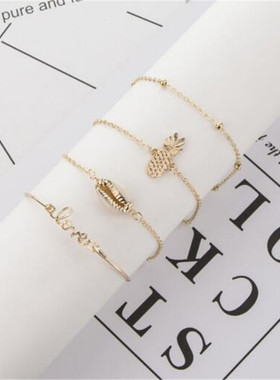 欧美风夸张贝壳串珠合金手链