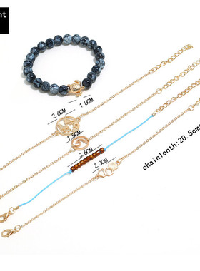 欧美风复古菱形串珠组合手链