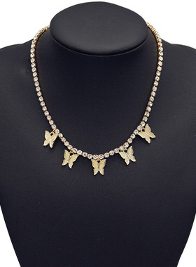 日韩流行时尚蝴蝶水钻bm风ins