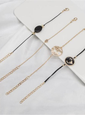 欧美风鹿角世界地图爱心手链